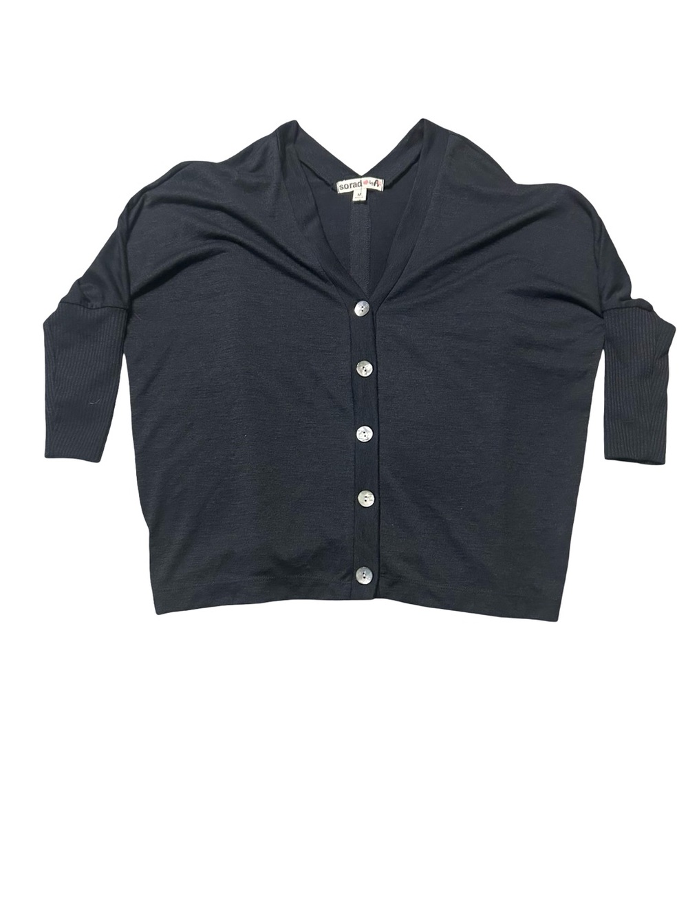 Black V-Neck Button Front Women's Sweater